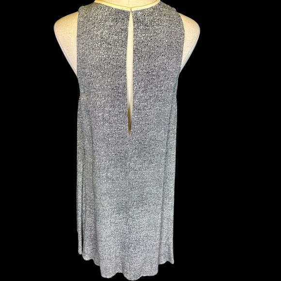 T Alexander Wang Leather Trim Collar Sleeveless Trapeze Flow Dress in Ink/Ivory - Picture 8 of 14